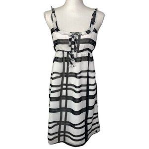 Volcom womens sleeveless mini dress white black plaid stretchy top size small S